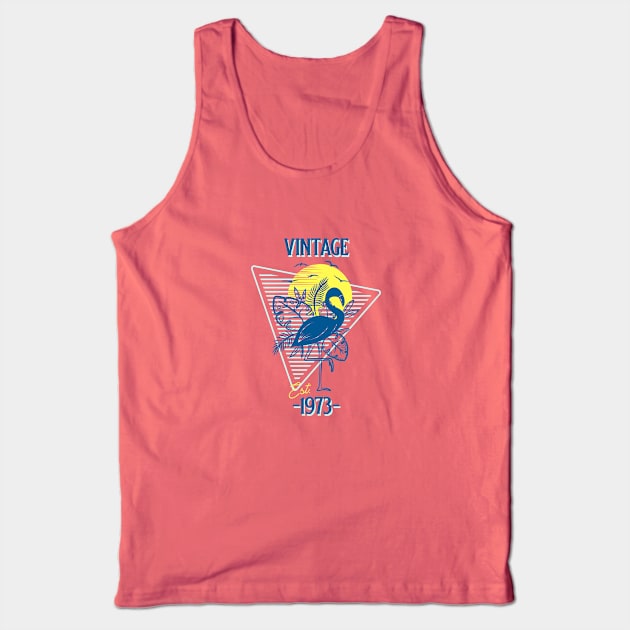 Vintage Est. 1973 Retro Flamingo Tank Top by Green Zen Culture